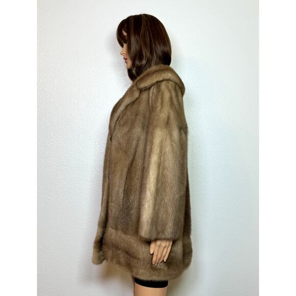VINTAGE Lepp & Company Women's Size L Golden Brown Mink Stroller Coat - Picture 3 of 12
